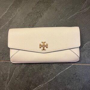Tory Burch Ivory Clutch with Gold Logo